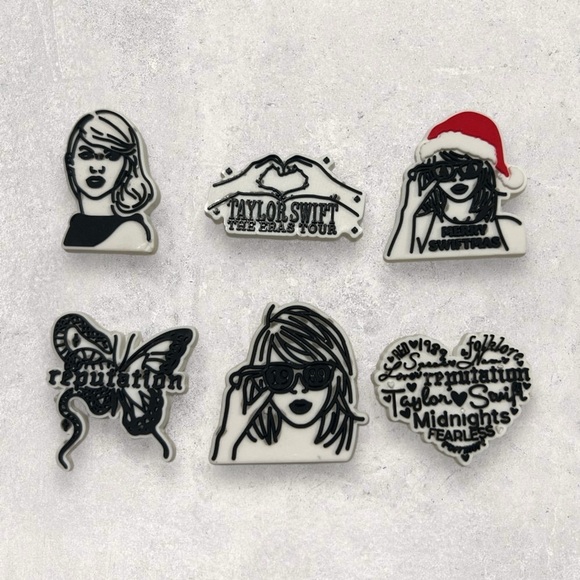 Taylor Swift Accessories - Taylor Swift Inspired Black & White Croc Charms (Set of 6)